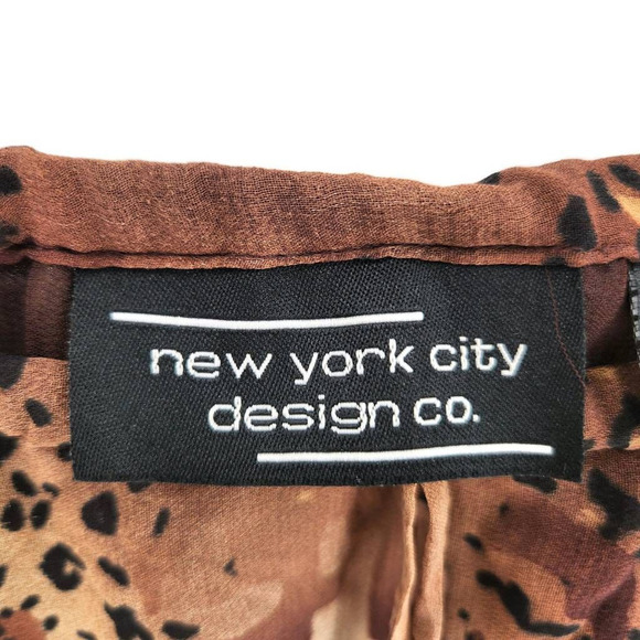 New York City Design Co Womens Tiered Skirt Brown Black Lined Lace 100% Silk M - Picture 5 of 7